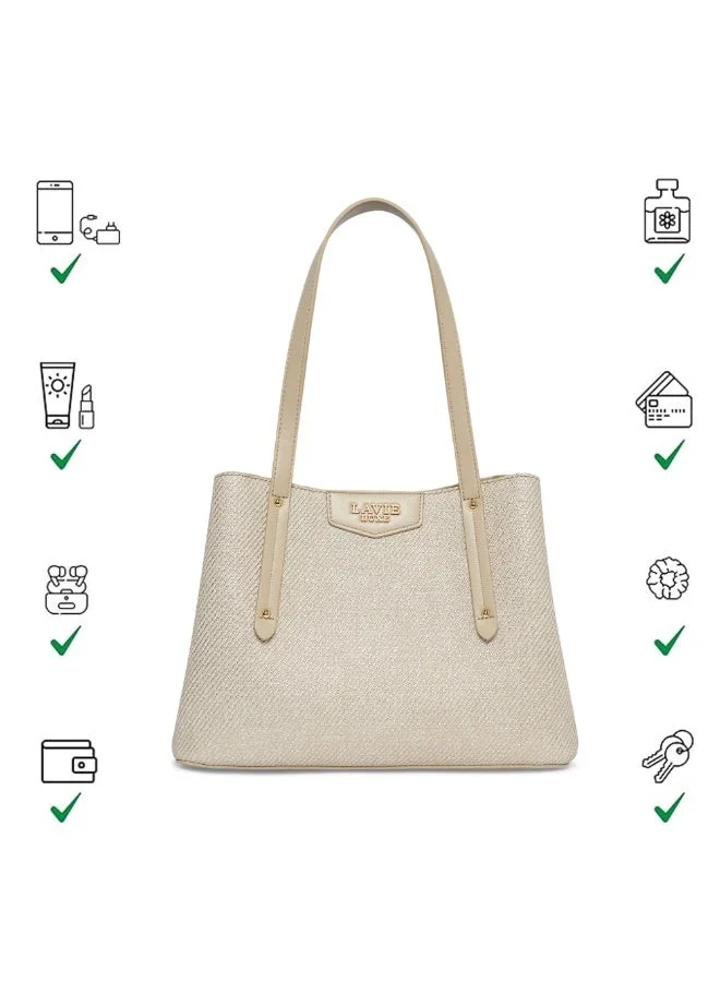 Lavie  Luxe Women's Glam Bella 3 Comparment Medium (Beige) for Women | Best Price UAE